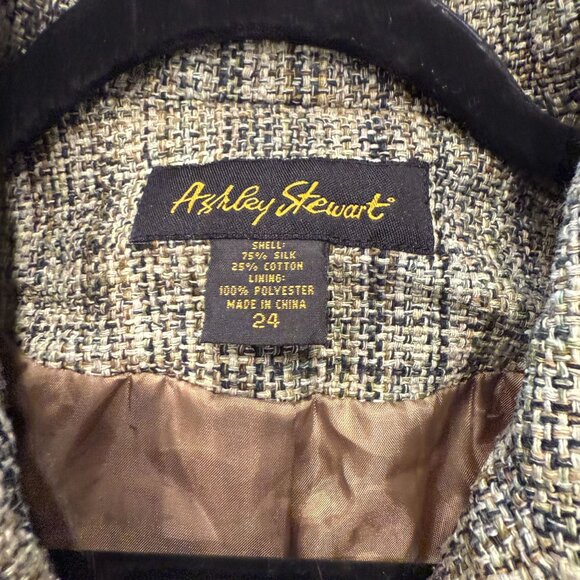 Ashley stewart women's tweed blazer tan brown size 24 workwear - Picture 7 of 7